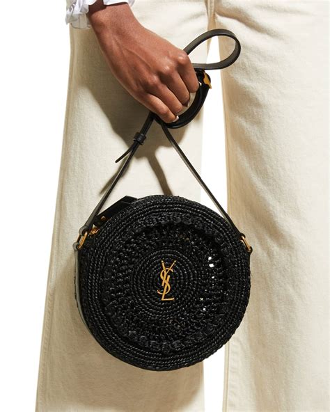 ysl blue raffia bag|YSL round raffia crossbody bag.